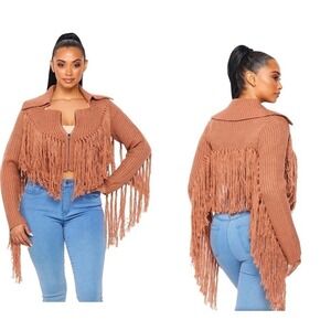 Hot & Delicious Shaggy Fringe Sweater Top/ Jacket  size small